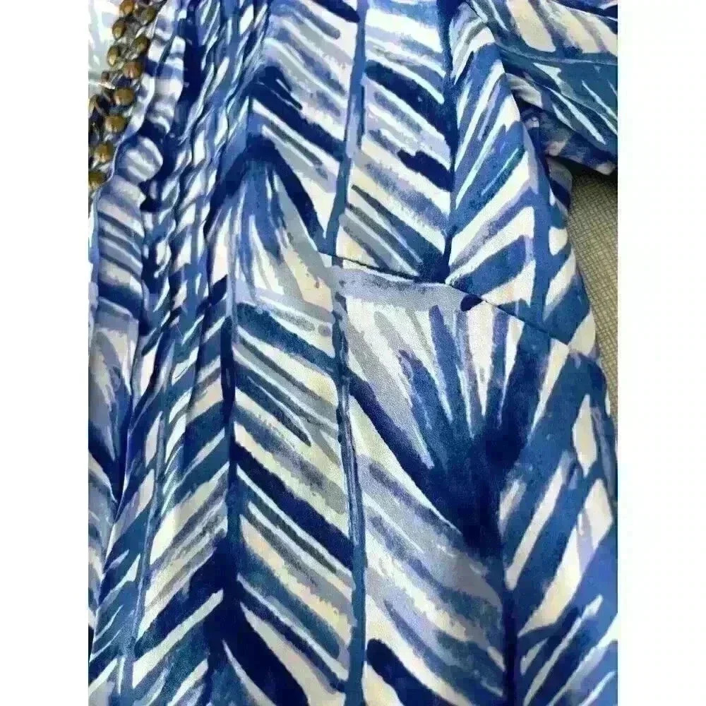 Lilly Pulitzer Sz XS Colby Romper Blue Palm Print Summer Vacation Travel Night - Picture 7 of 16